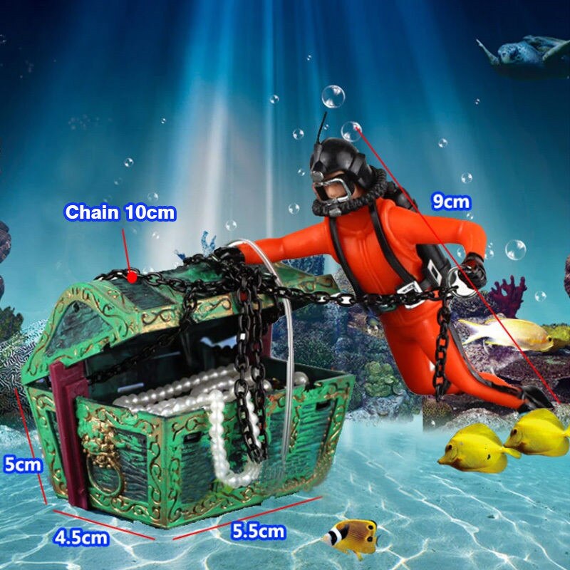Fish Tank Sea Treasure Diver Air Action Ornament Resin Underwater Decorations For Aquarium
