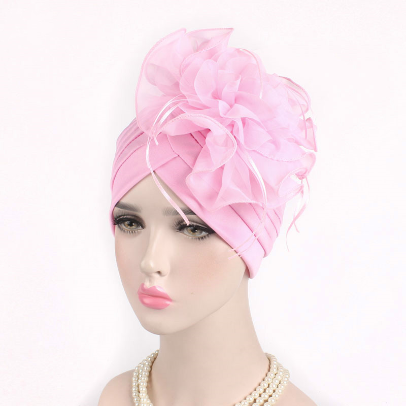 Sombreros con flores grandes para mujer, gorros turbante fruncido, sombreros de turbante indio, hiyabs musulmanes para mujer