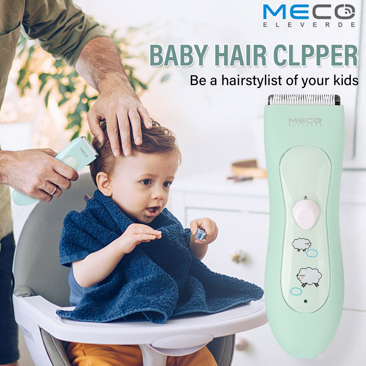 MECO tagliacapelli per bambini tagliacapelli elettrico muto per bambini rasoio per bambini impermeabile taglio di capelli con 3 pettini guida per bambini/adulti