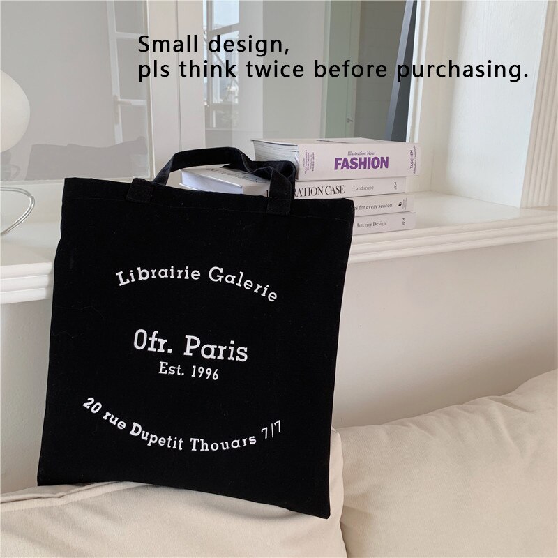 Bolsa de ombro de lona feminina paris letras impressão sacola de compras eco algodão linho shopper sacos de tecido de pano bolsa tote para meninas