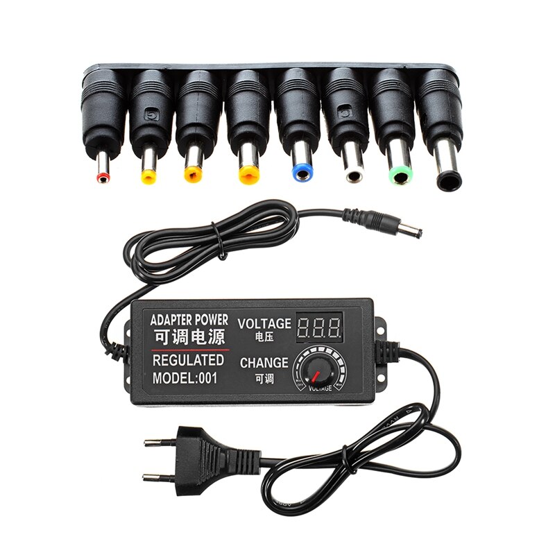 8 Sets Universele Jack Dc Power Plug Converter & 1x 9-24V 3A 72W Ac/Dc adapter Stroomvoorziening Gereglementeerde Eu Plug