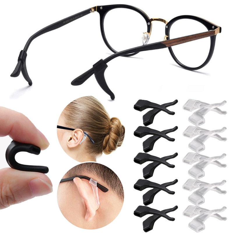 40 Stuks Siliconen Anti-slip Oorhaken Houder voor Bril Zwart/Transparant Elastische Brillen Retainer Houders Brillen accessoires