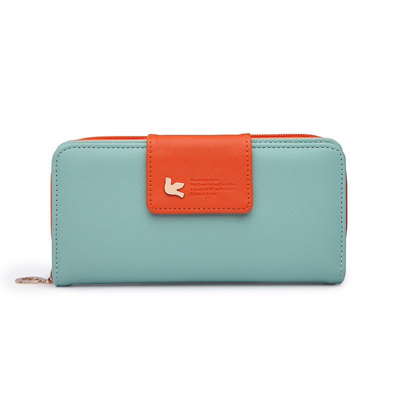 Armband kvinnor lång clutch plånbok stor kapacitet plånböcker kvinnlig dragkedja dam plånböcker telefon ficka korthållare: Himmelsblå