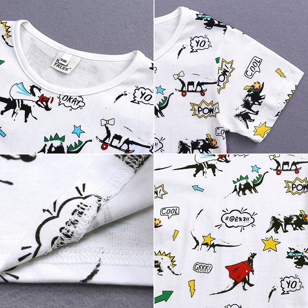 Camiseta de manga corta de verano con estampado de dibujos animados de 18M-4 para niños y niñas