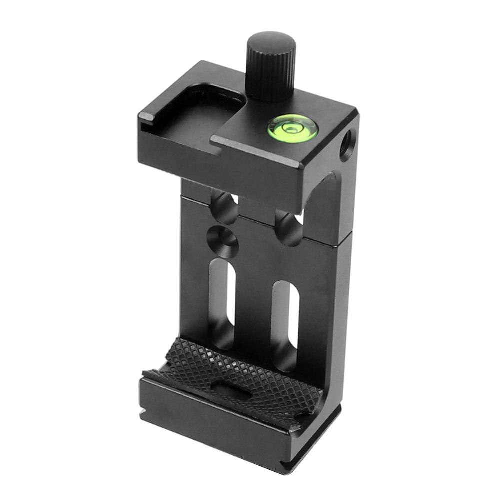 BGNing XJ-8 Phone Clip Tripod Head Bracket Mobile Phone Holder for Flashlight Microphone w/ Spirit level Cold Shoe Mount Adapter: Black