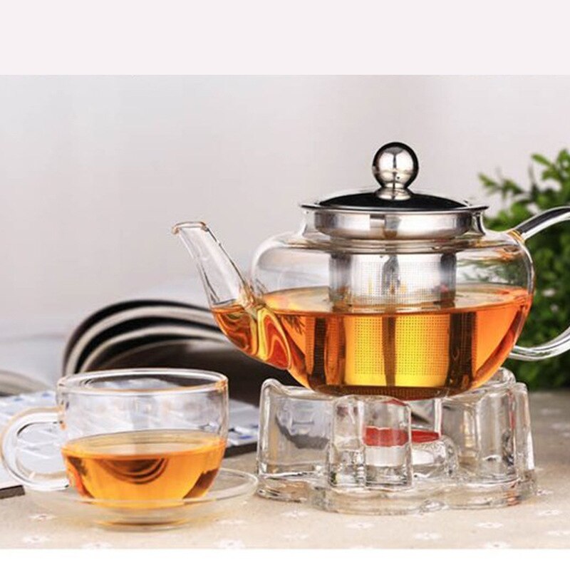 Tetera flores de vidrio de borosilicato resistente al calor alto, tetera de té filtrante, juego de té kungfu humeante y hirviendo