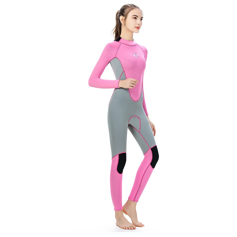Neopreno de cuerpo entero de neopreno de 3mm para mujer, bloque de Color trasero con cremallera, traje húmedo para surfear, deportes acuáticos, buceo, esnórquel