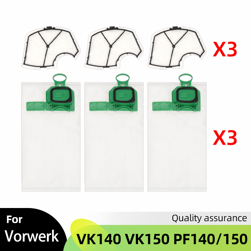 Para Vorwerk Kobold VK140 VK150 Vertical PF 140/150 Kit de repuesto de bolsa de polvo accesorios de repuesto para aspiradora: Verde militar