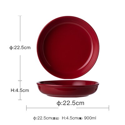 Red Glazed Ceramic Dinner Plates Modern Dinnerware Kitchen Home Festival Wedding Decor Round Serving Dishes Salad Soup Rice Bowl: E