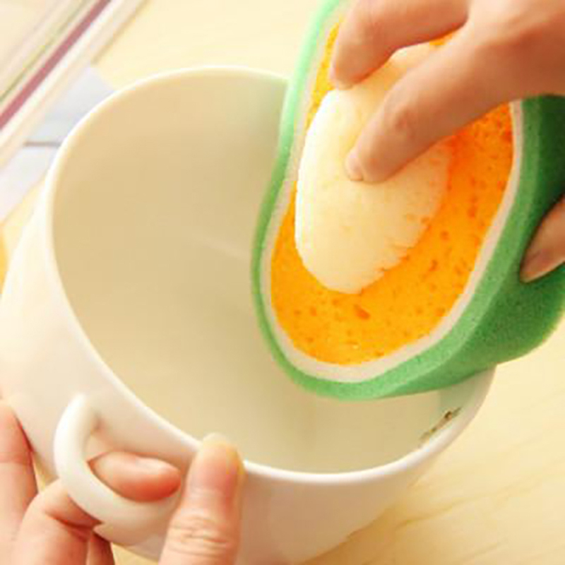Esponja de limpieza con forma de fruta, utensilio de limpieza fuerte, ideal para cocina, baño, 12x12x3cm, 1 Uds.