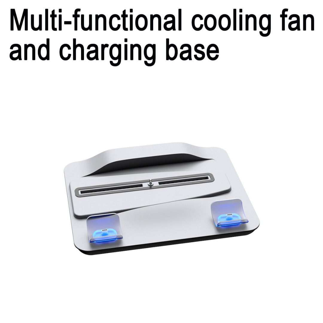 MAYITR 1pc Game Handle Vertical Stand Base Bracket Dual Controller Gamepad Console Charging Station With Cooler Fan: White