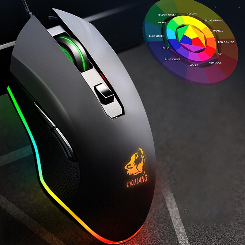 ZIYOU LANG for Free Wolf V1 Mechanical Gaming Mouse 3200DPI LED 6 Button USB Wired Pro Ergonomic Gaming Mouse for Laptop PC