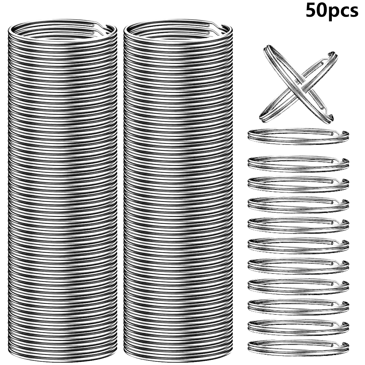 50 STKS Metalen sleutelhanger Afneembare split-sleutelhanger voor thuis, auto, kantoor Sleutelaccessoires DIY Craft Making Kit (25 mm): Zilver