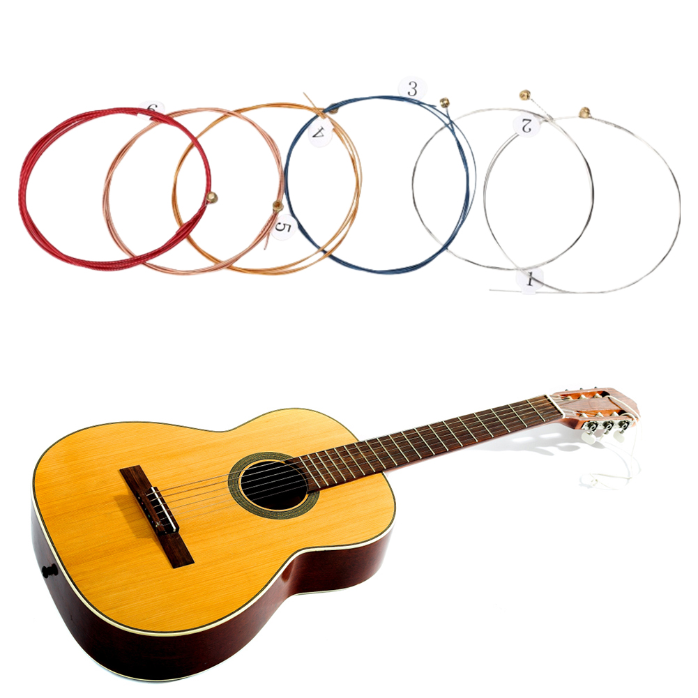 6 stk/sett akustiske gitarstrenger akustiske folkegitarstrenger reservedeler for klassisk folkegitar musikkinstrumentdeler