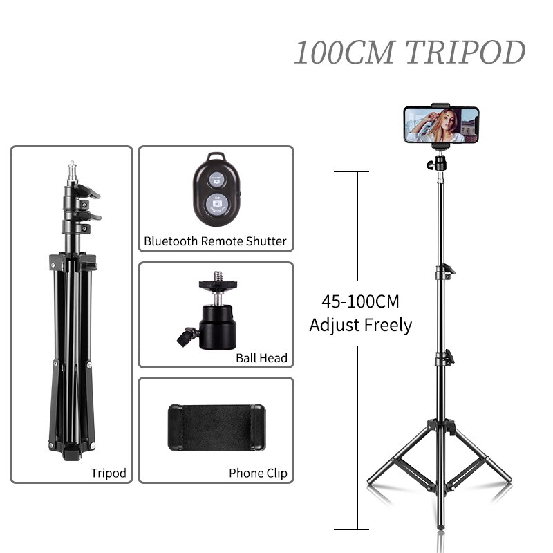 Tripod For Phone Tripod Stand Ring Light 1/4 Screw Head Flexible Selfie With Bluetooth Remote Control Holder For Phone: SH-SJJ-01-110