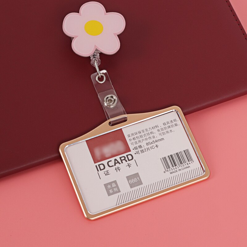 Aluminum Badge Holder Business Work Card With ABS Retractable Badge Reel ID Card Holder Nurse Accessories: NO.2