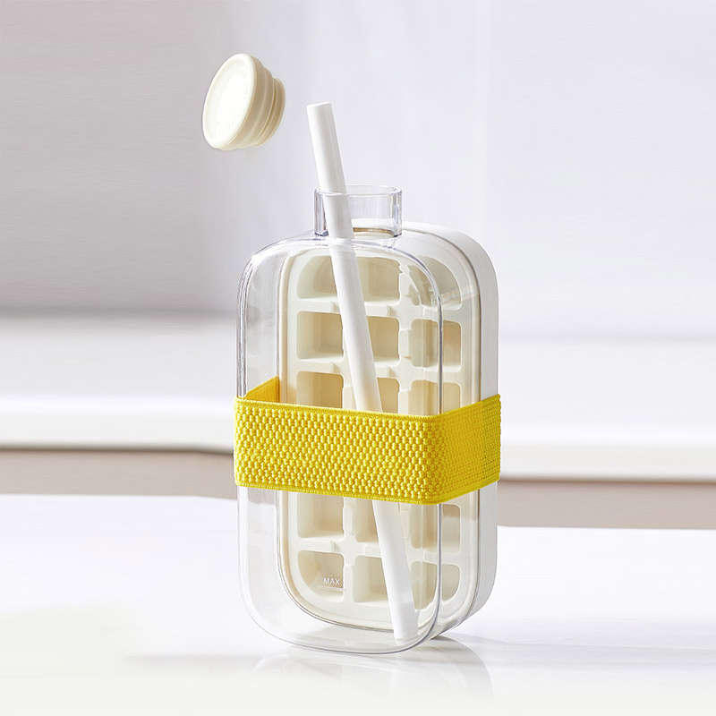 Molde para cubitos de hielo, máquina para hacer hielo con tapa, pajita para hacer hielo de alimentaria, hervidor de hielo de doble uso, patrón de hielo, suministros para Bar de cocina: Azul