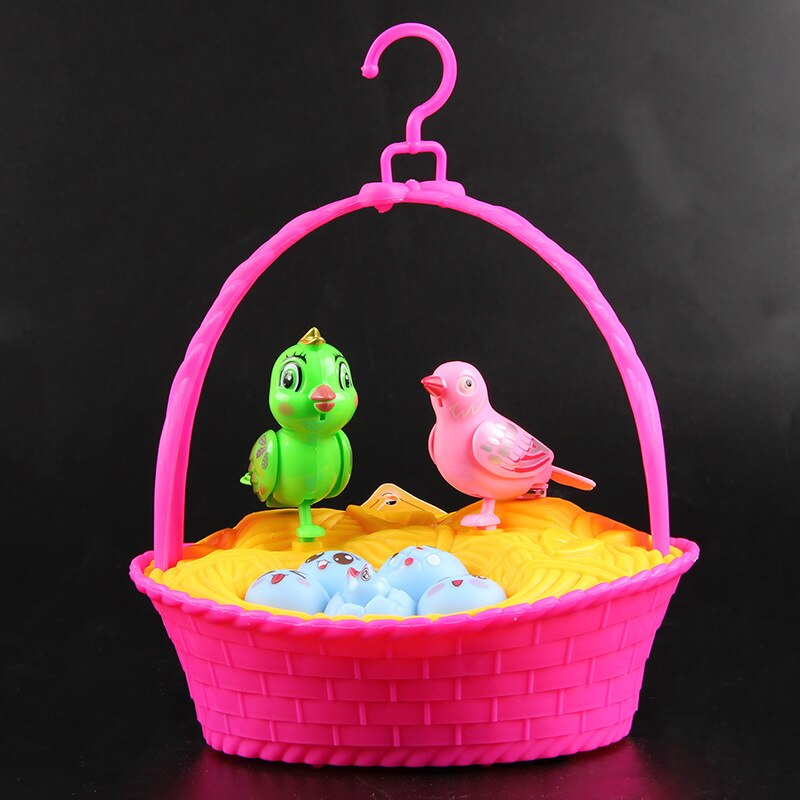 Sterowanie głosem dla dzieci imitacja ptaka rodzina w koszyku zabawki dla dzieci z dźwiękiem światło śpiewający ptak gniazdo dom zagraj w zabawki robić gier: czerwony