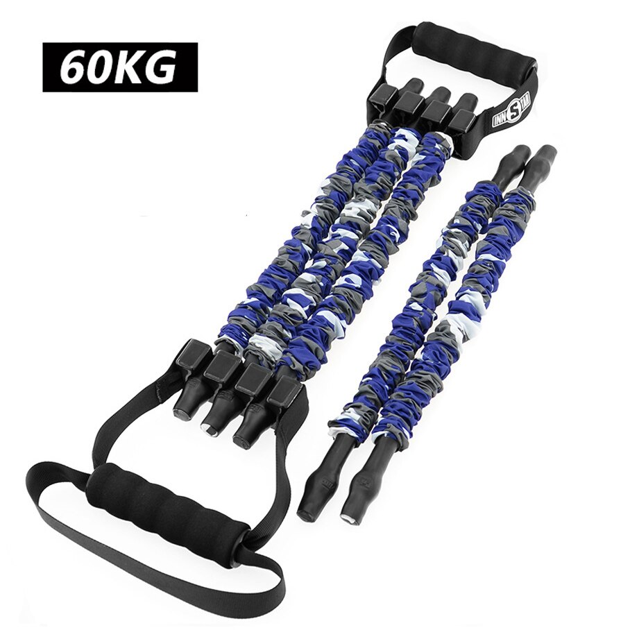 Latex Chest Developer Resistance Bands Rubber Pulling Rope Multifunction Fitness Strength Training Gym Exercise: 60 kg and 2 band