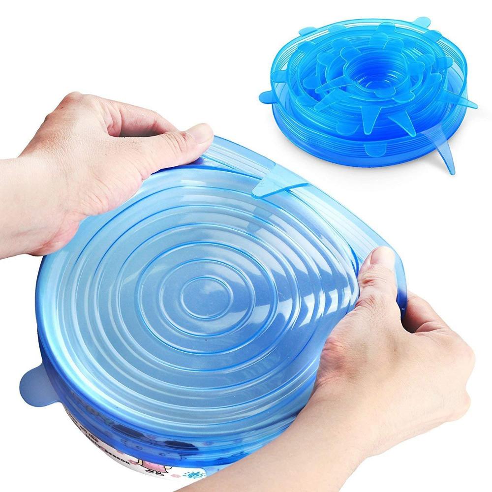 3pcs Reusable Silicone Stretch Lids Food Wrap Fruit Dishes Covers Sealing Food Fresh Keeping tapas de silicona para alimentos