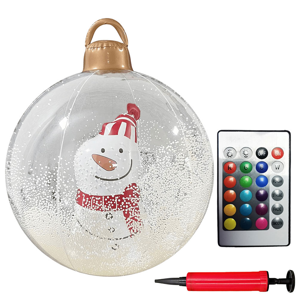 24 Inch Opblaasbare Kerstballen Met Verlichting Buiten Kerstversiering Pvc 60Cm Gigantische Kerstballen Vakantiedecor