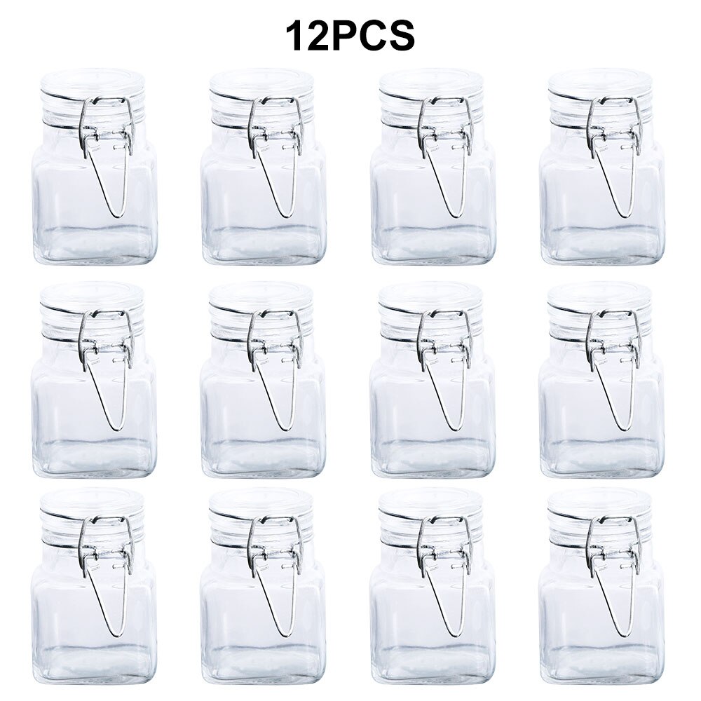 Tarros de cristal para boticario herméticos cuadrados de 6 uds. 9 Uds., frasco para especias con sal, pimientos, condimentos de azúcar, Ayuda de cocina, utensilios de cocina: 12pcs