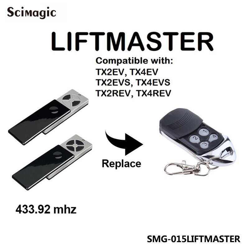 Liftmaster TX2EV TX4EV | TX2EVS TX4EVS TX4EV TX4UNIS, ouvre-porte de garage, télécommande 433mhz: SMG-015LT