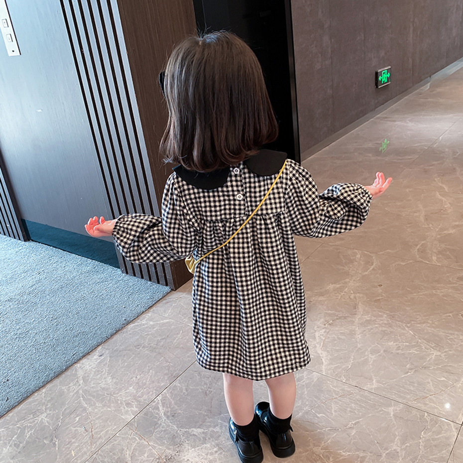 Toddler Girls Dress Plaid Pattern Girls Party Dress stile Casual abiti per bambini primavera autunno abbigliamento per ragazze