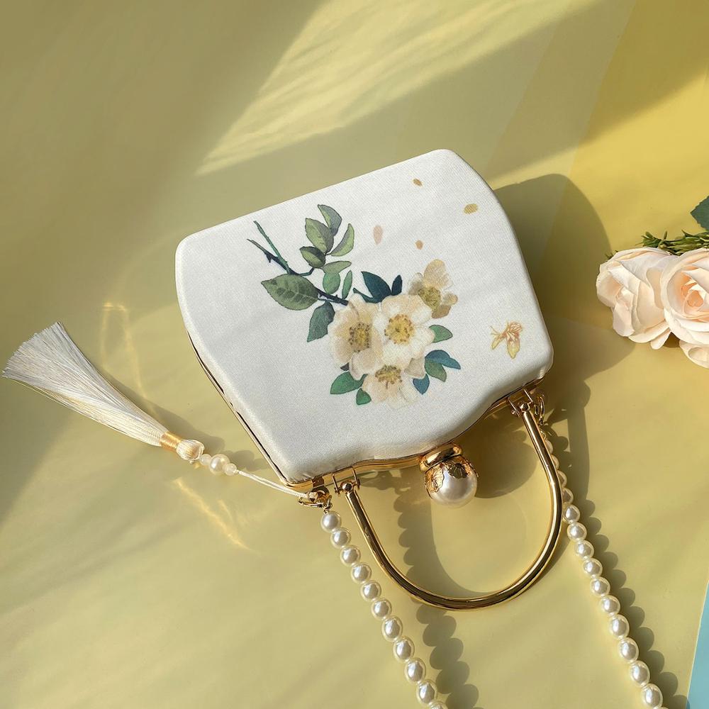 Angelatracy 2020 di Nuovo Modo di Arrivo del Cotone Floreale Struttura in Metallo Oro di Pesce Delle Donne Del diamante Crossbody Nappa Sacchetto di Sera Della Borsa di Dialogo: donne borsa Floral 2