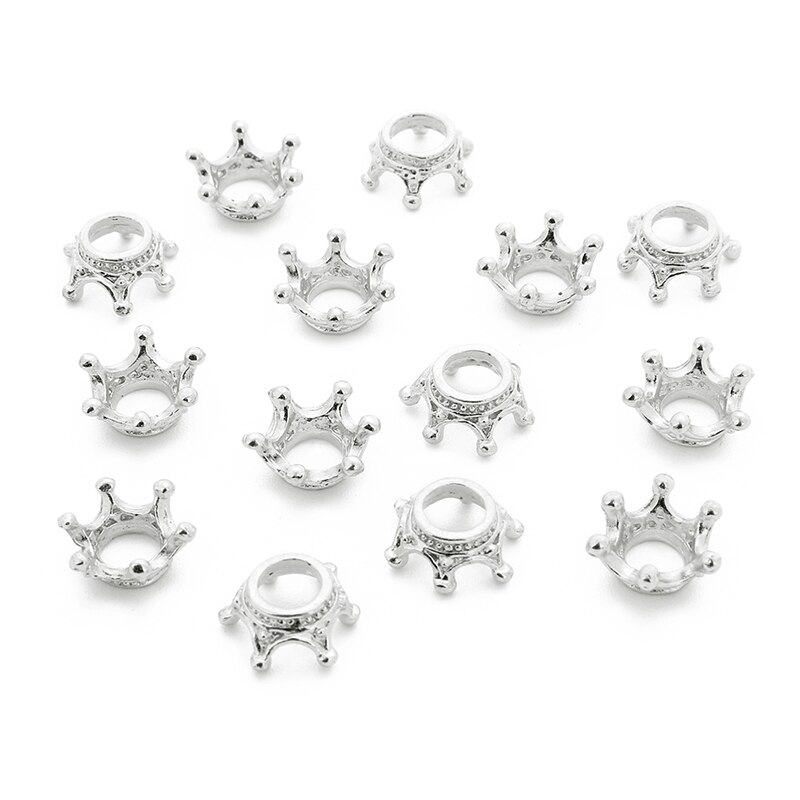 50 stks/partij Goud/Zilver/Antiek Brons Kleur Crown Bead Caps Connectors Charms End Kralen Cap Voor DIY Sieraden maken Bevindingen: Silver