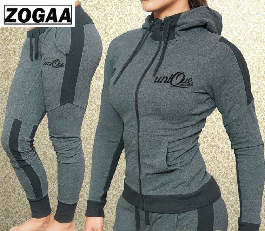 ZOGAA Vrouwen Outfits 2 Delige Set Hooded Sweatshirts Met Broek Solid Slim Casual Zweet Pak Bijpassende Sets voor Vrouwen Trainingspak