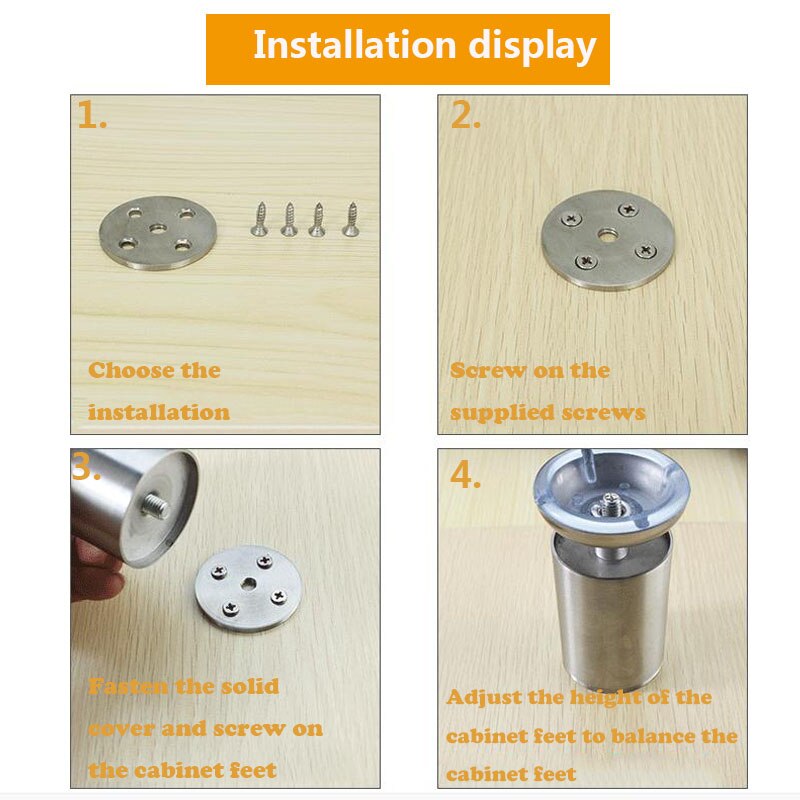 4pcs Stainless steel cabinet feet TV cabinet feet sofa feet coffee table legs support legs metal bed feet furniture feet