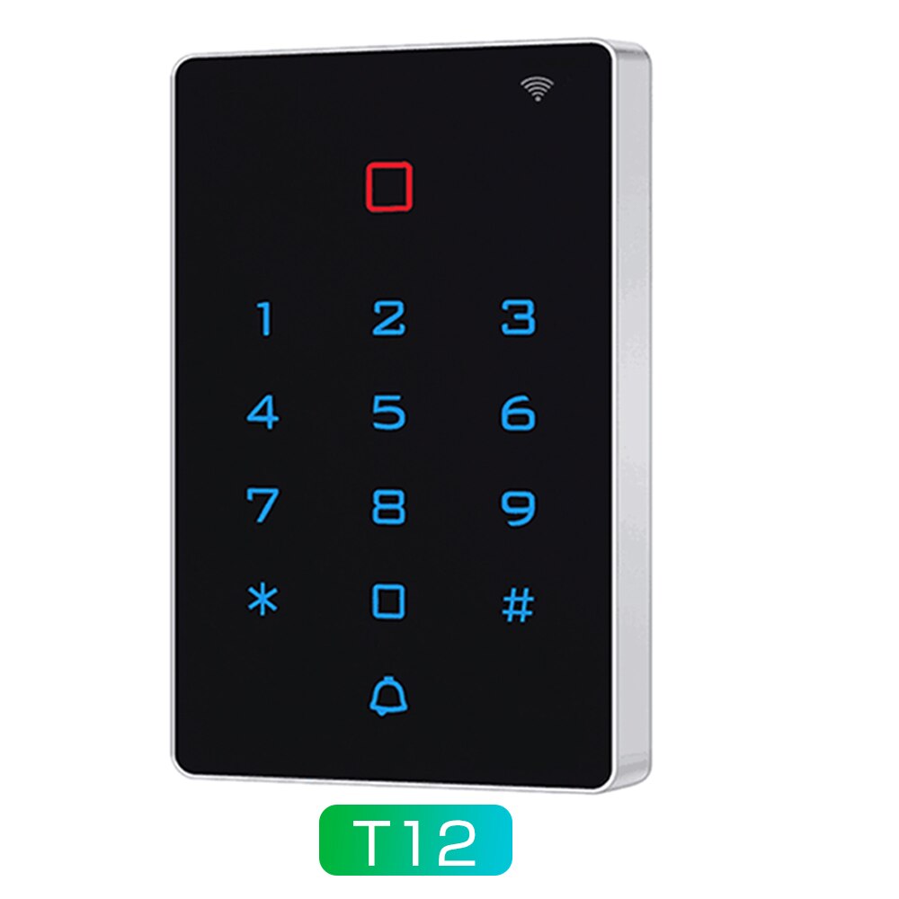 Vandtæt wifi bluetooth tuyaapp baggrundsbelysning touch 125 khz rfid-kort adgangskontrol tastatur  wg 26 output anti-demonteringsalarm: T12 ac