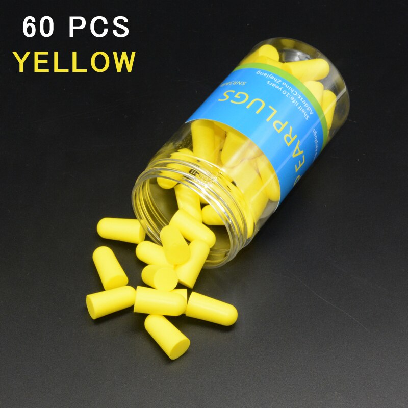Earplugs Noise Reduction Sleep Foam Plug Canceling Music Anti Reusable For Snoring Earplug Sound Insulation Sleeping Ear Plugs: 60 pcs yellow