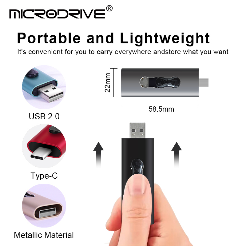 Unidade flash usb tipo c, 8gb, 16gb, slot duplo, unidade flash usb, 32gb, 64gb, 128gb, 256g, para celular, computador