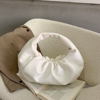 Bolso De hombro De lujo para mujer, bolsa De mano femenina con pliegues, a la , suave, Torebka,: white