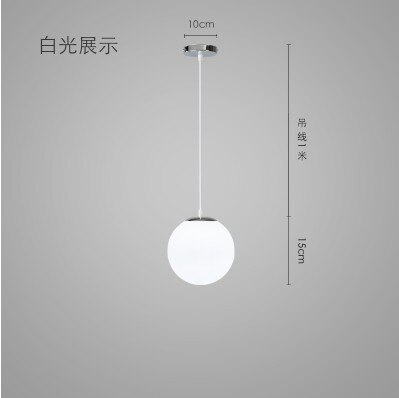 Moderna glaskula pendellampor vit klot hängande lampor bar restaurang deco armatur sovrum armatur pendellampa led: Dia -15cm