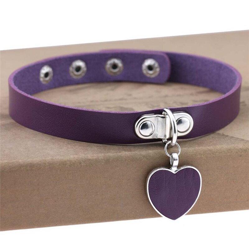 Heart Pendant PU Leather Choker Necklace Girls Punk Statement Jewelry Wedding Party Jewelry Accessories: 11