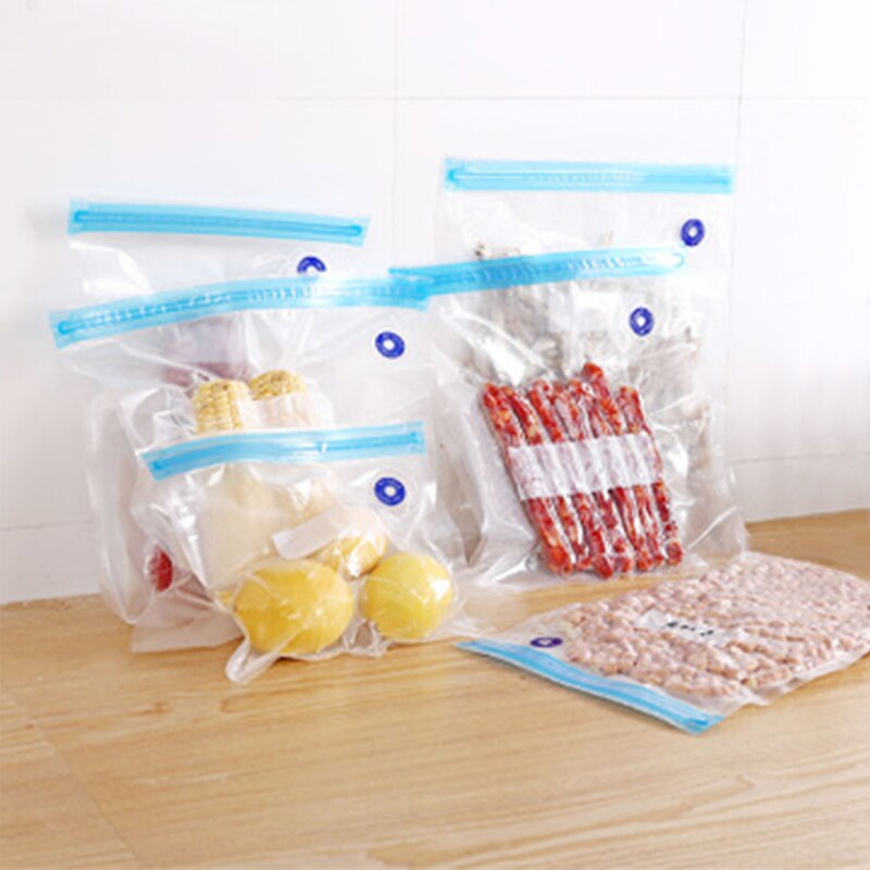 Transparent Sealed Storage Bags Vacuum Bag Food Organizer Reusable Freezer Bags Air Vacuum Compressed Bag Useful Kitchen Storage