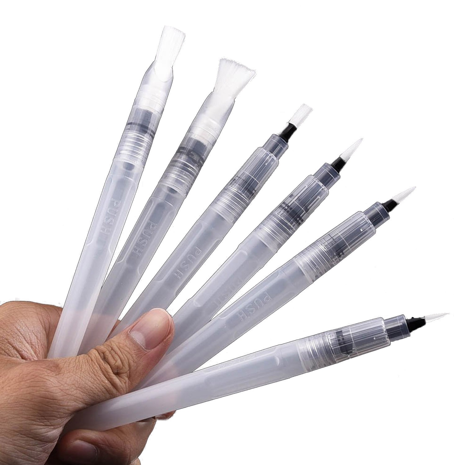 6 PCS Draagbare Water Kleur Borstel Pen Verf Aquarel Brush Pen Set