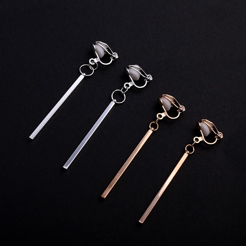 Metal Strip Clip On Earrings Women No Ear Hole Earring Trendy Simple Style Gold-color Geometric Clip Earrings CE18