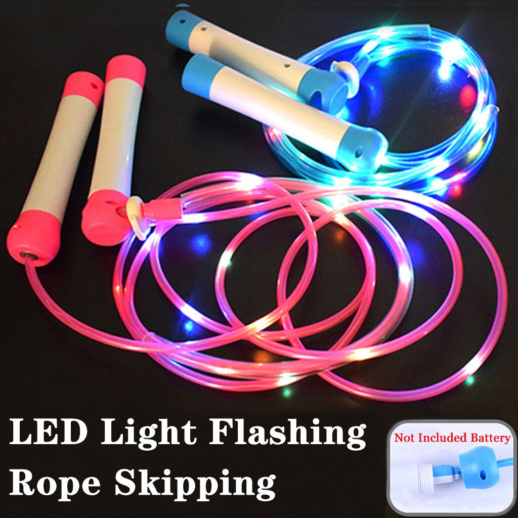 Kids LED Light Flash Adjustable Movement Rope Skipping Kids Jump Rope Soft Beaded Tangle-Free Seg mented Length Adjustable#40