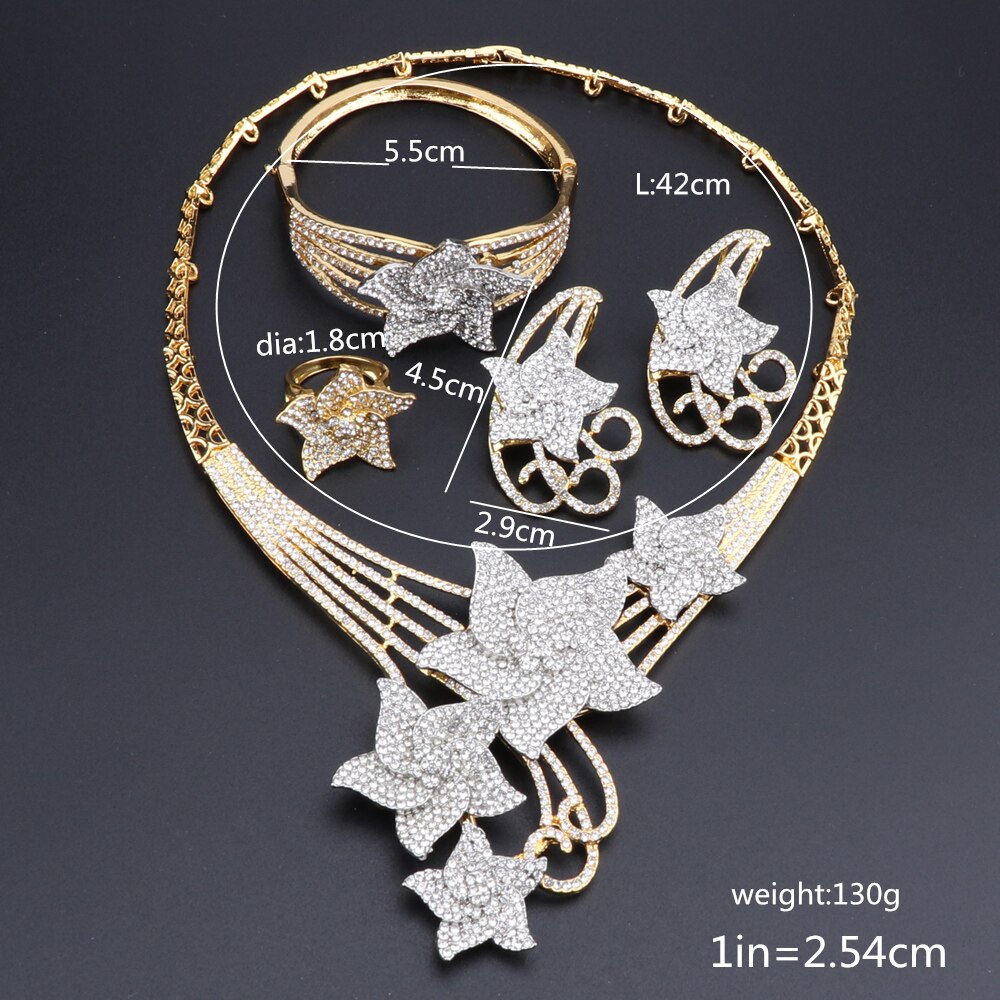 Conjunto de joias clássicas femininas, conjunto de joias com pedras de estrela, colar, pulseira, festa de casamento, elegantes
