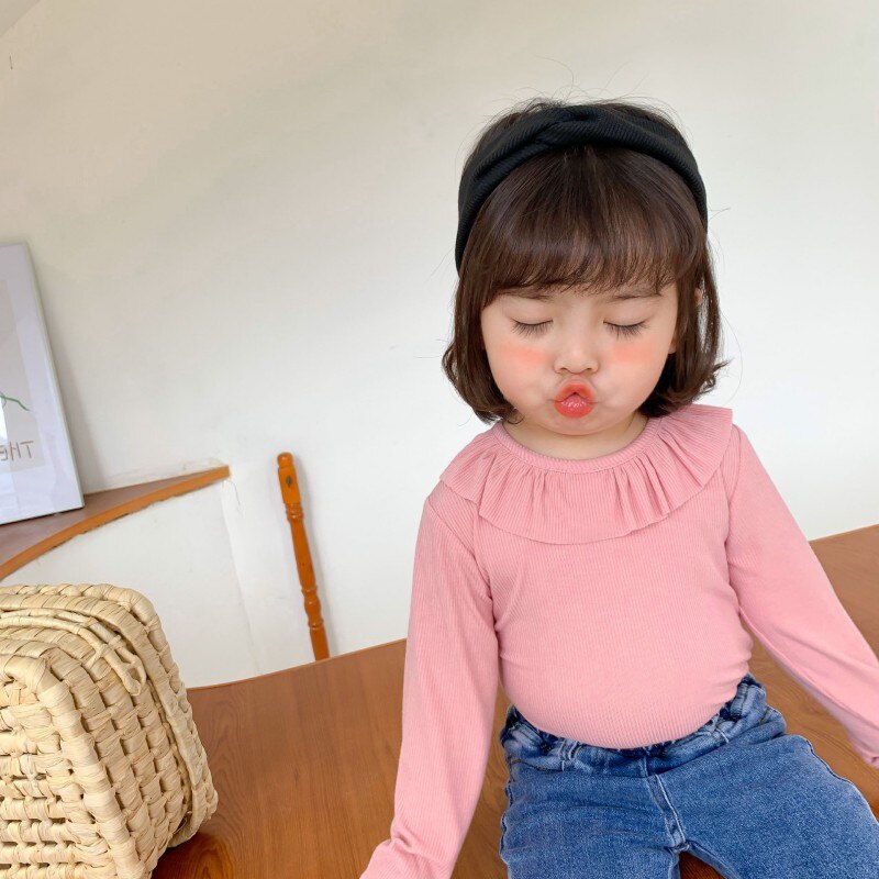 Herfst Baby Meisjes Blouse Stretch Top Kinderen Kids Lange Mouw Meisjes Kraag Onder Shirt Mode Lente Meisjes Tops