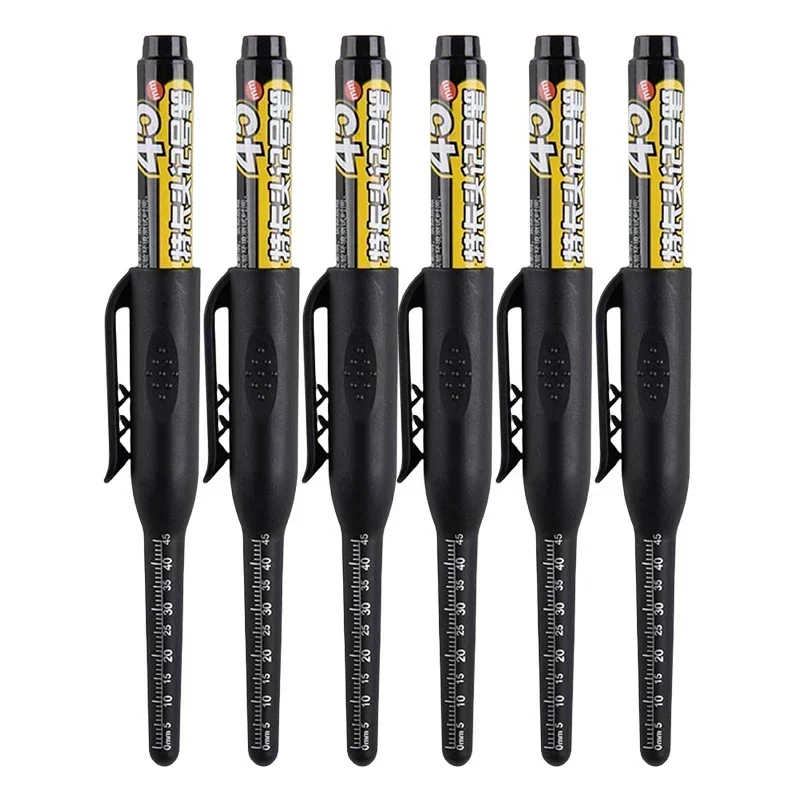 12-1 Uds. Rotuladores multiusos de 45mm de profundidad con agujeros, puntas largas, rotuladores impermeables para baño, carpintería, bolígrafos de carpintero de cabeza larga: Azul