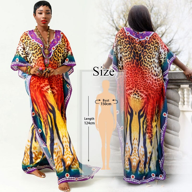 Marokkaanse Kaftan Bohemian Gedrukt Zomer Jurk Lange Katoenen Tuniek Vrouwen Plus Size Beach Wear Badpak Cover Up Robe de Plage: Q990