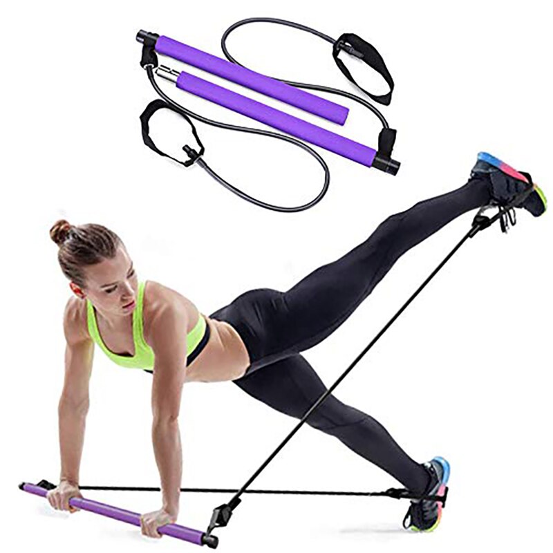 Pilates Bar Kit with Resistance Bands Foot Loop Yoga Pilates Exercise Stick for Home Gym Workout Pilates
