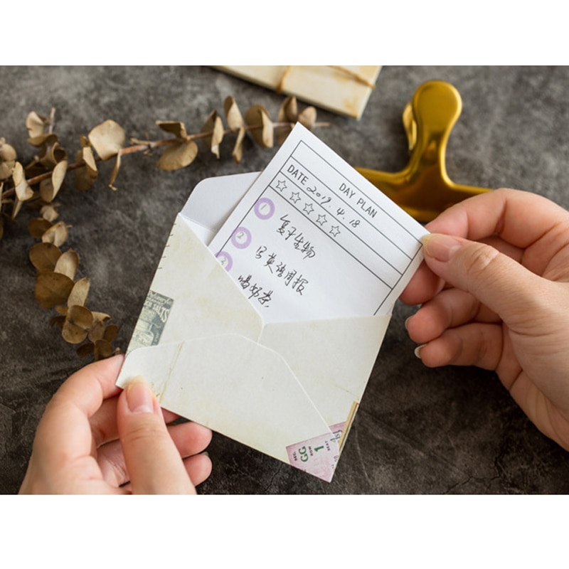 12 stuks/pak schattige vintage mini-papieren enveloppen met venster, envelop voor huwelijksuitnodigingen