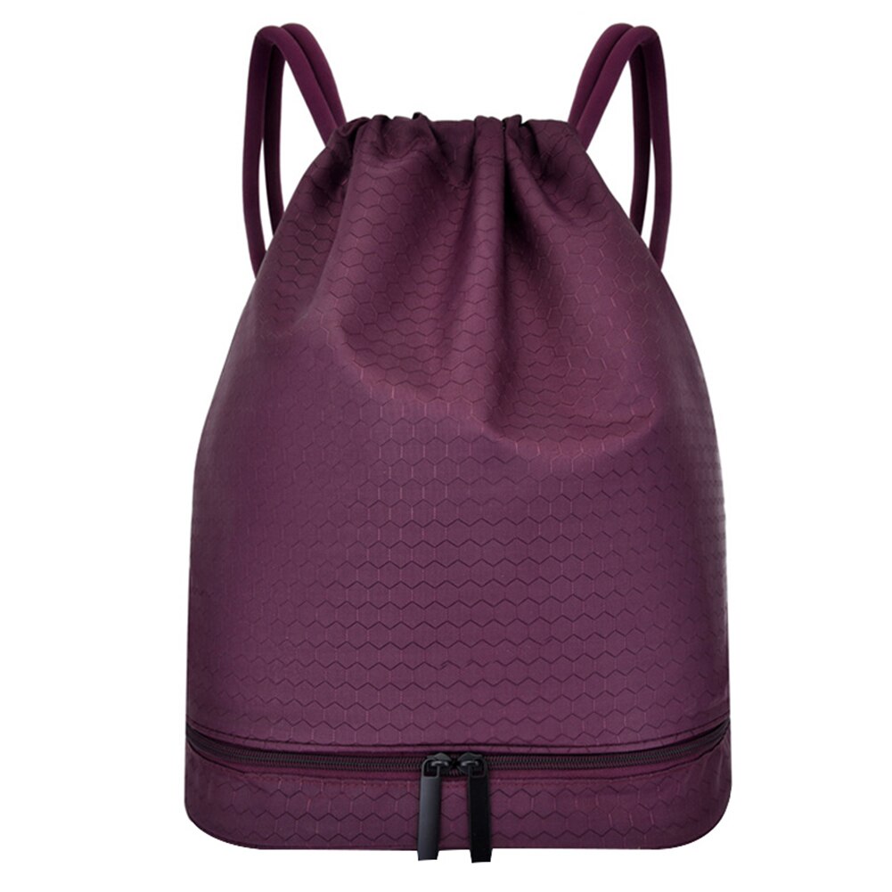 Nieuw Nat En Droog Trekkoord Rugzak Met Schoenendoos Waterdicht Grote Capaciteit Sport Fitness Tas: Purple