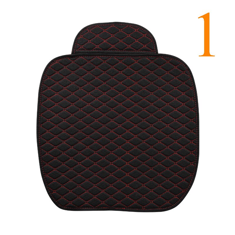 Funda de lino para asiento de coche, Protector de alfombrilla para cojín de asiento de automóvil, accesorios de Interior de estilo delantero para automóvil: 1 pad black red